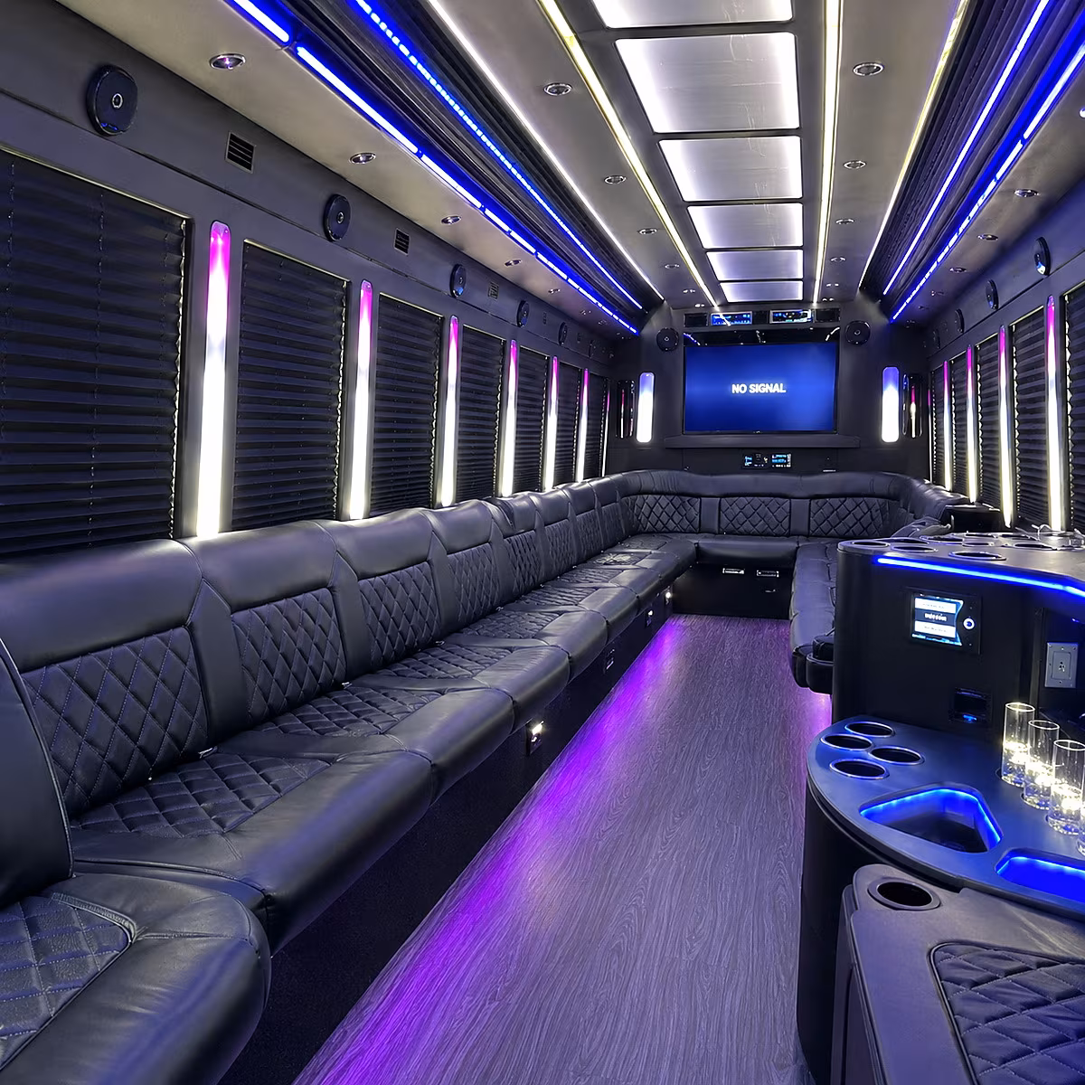 kansas city 30 passenger party bus inside