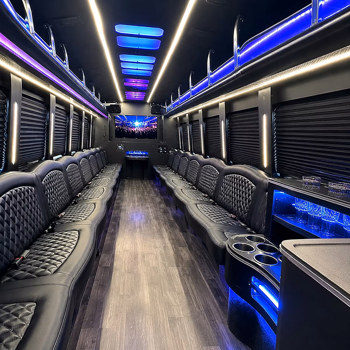 kansas city party bus rental interior